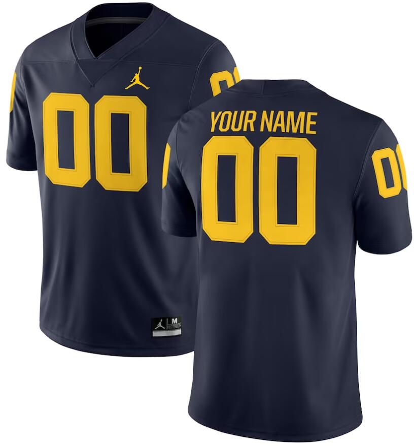 NCAA Men Michigan Wolverines navy blue customized jersey